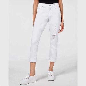 Indigo Rein White Destroyed Skinny Stretchy Capris Jeans Sz 27